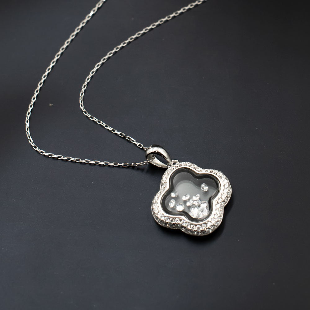 Pave CZ Circle Necklace in Sterling Silver