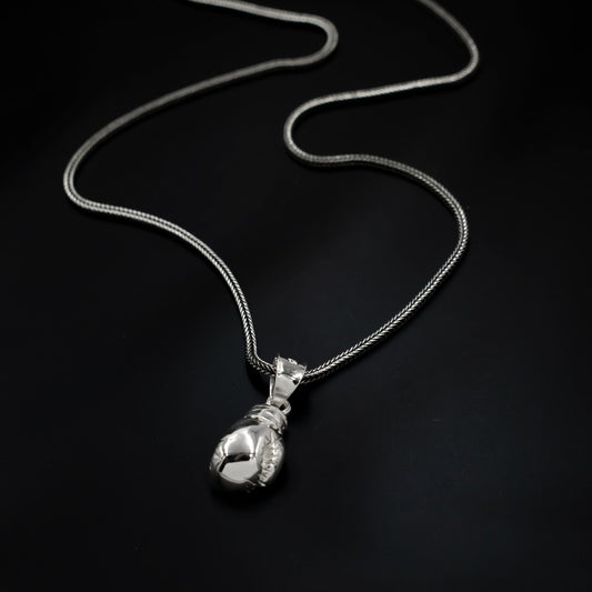 Boxing Glove Biker Pendant Necklace in 925 Sterling Silver -1