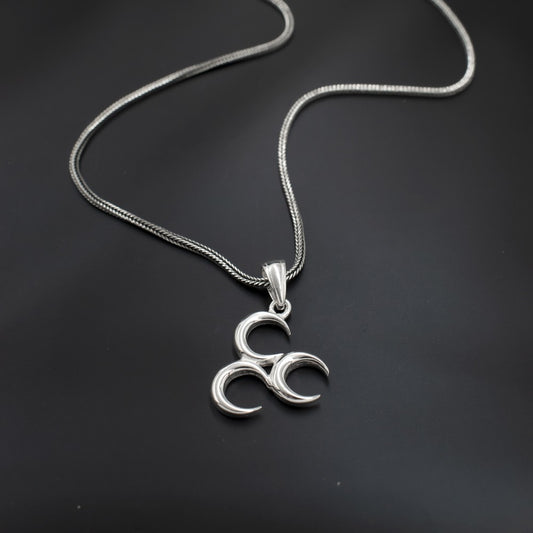 Three Crescents Necklace in 925 Sterling Silver