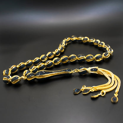 Zircon Stone 925 Sterling Silver Gold Coaling Tesbih