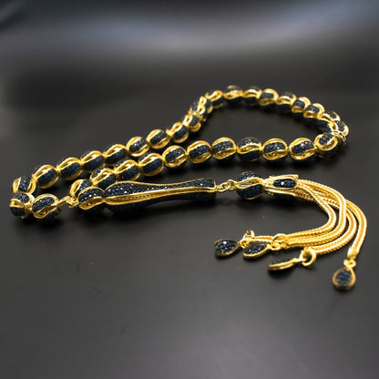 Zircon Stone 925 Sterling Silver Gold Coaling Tesbih