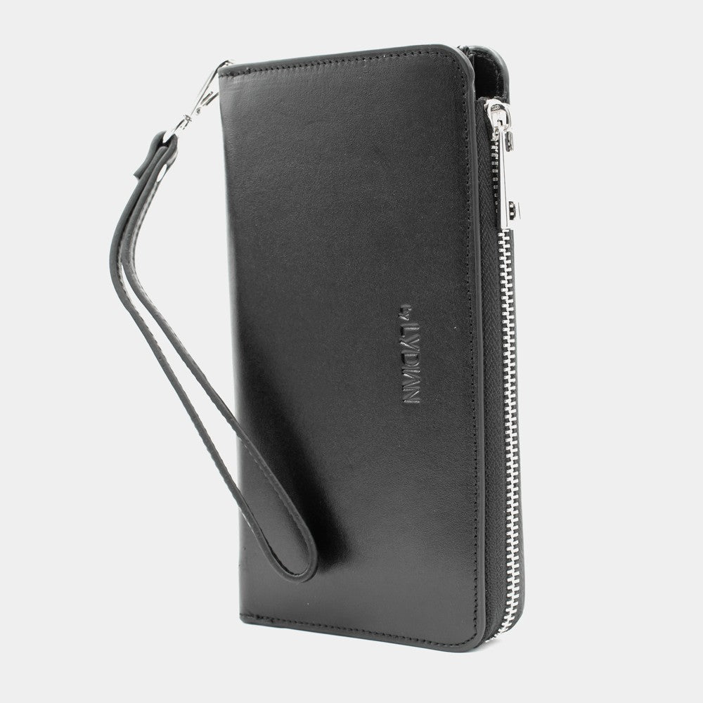 Portefeuille à main en cuir avec introduction par téléphone