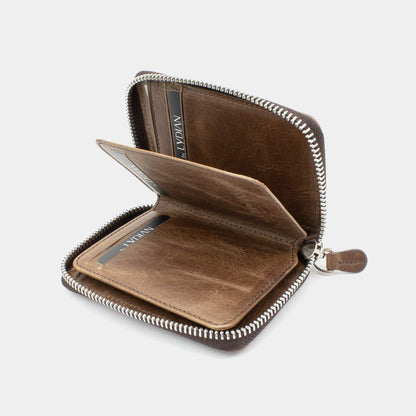 Zipper Brown Mini Wallet