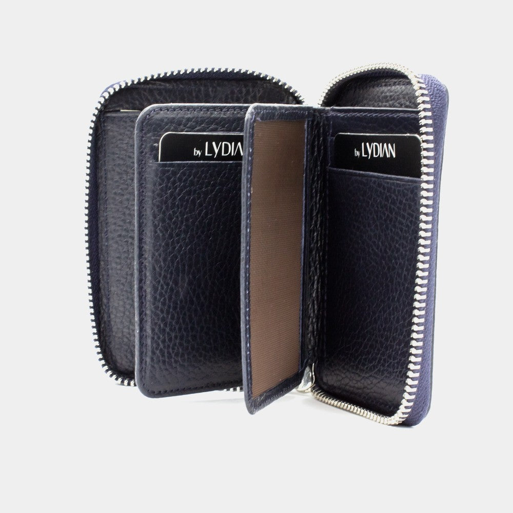 Navy Blue Genuine Leather Card Holder