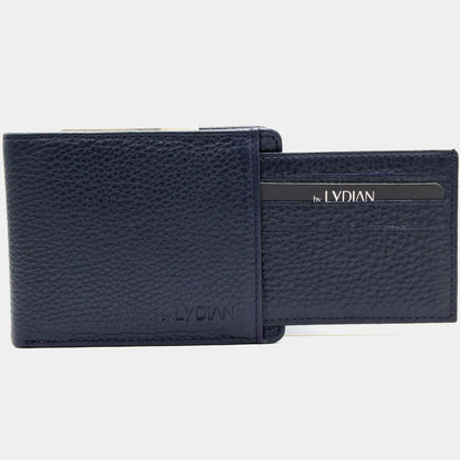 Hidden Card Part Navy blue leather wallet