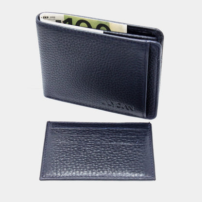 Hidden Card Part Navy blue leather wallet
