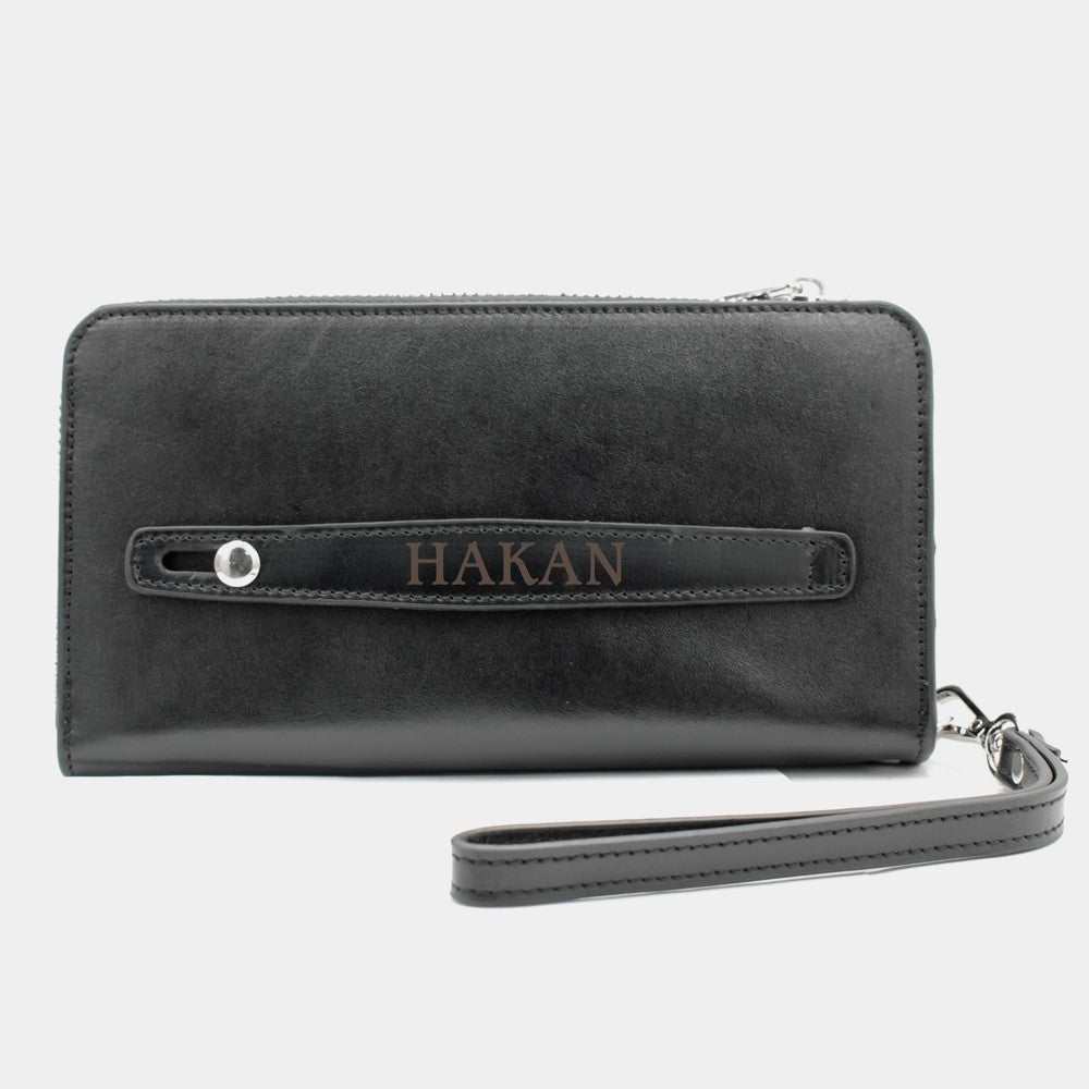 Leather Hand Wallet with Phone Entry