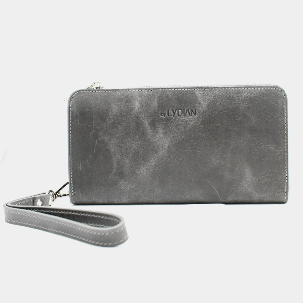 Antic Grey Leather Phone Wallet & Handbag