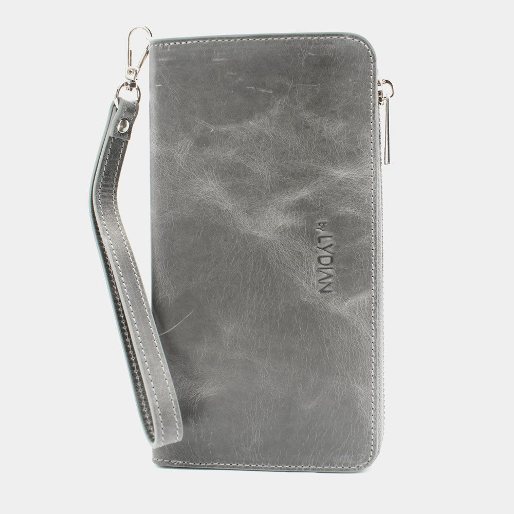 Antic Grey Leather Phone Wallet & Handbag