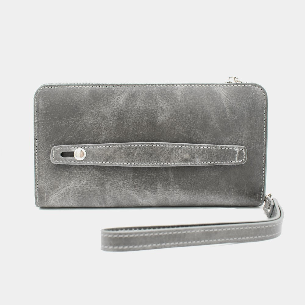 Antic Grey Leather Phone Wallet & Handbag