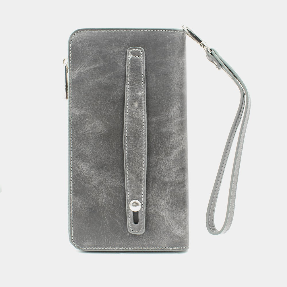 Antic Grey Leather Phone Wallet & Handbag