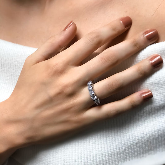 Five Stone Stone Woman Silver Ring