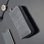 Gray Leather Zippered Wallet with Phone Entry