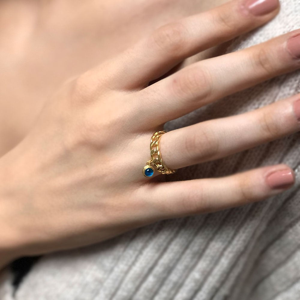 Evil Eye Beaded Ring in 925 Sterling Silver