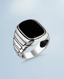 Black Onyx Stone Silver Men's Ring