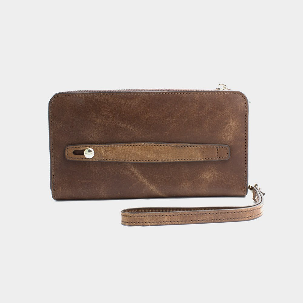 Brown Leather Phone Wallet & Handbag