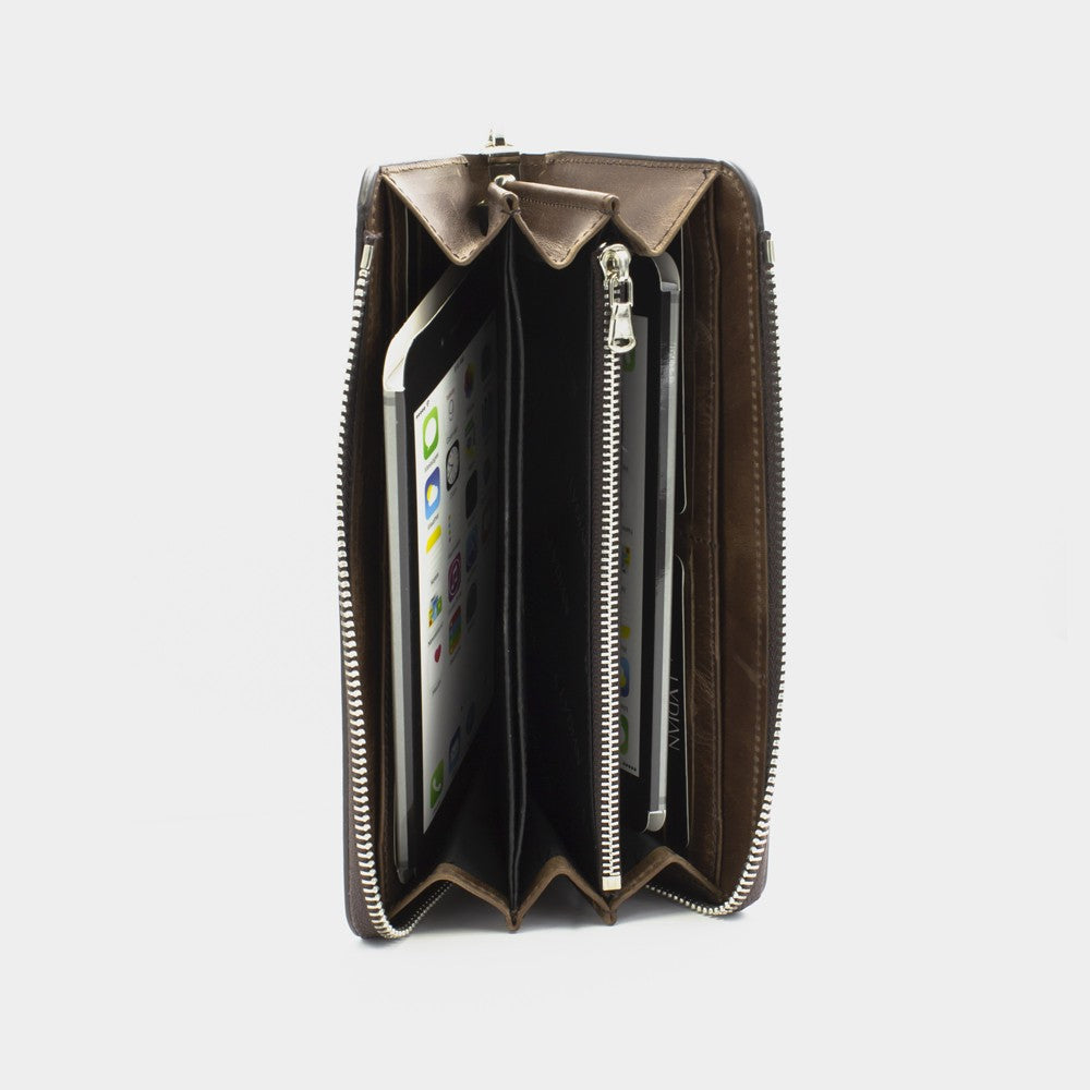 Brown Leather Phone Wallet & Handbag