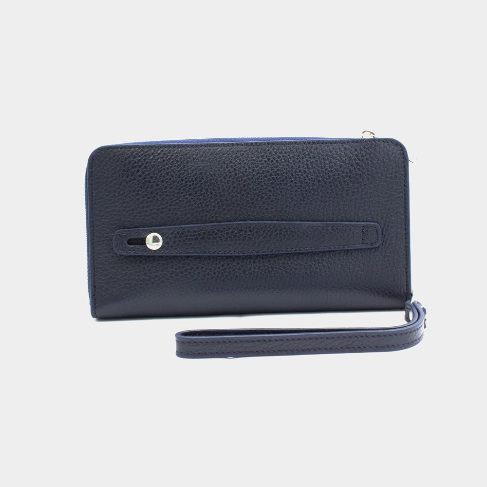 Navy Blue Leather Phone Wallet & Handbag