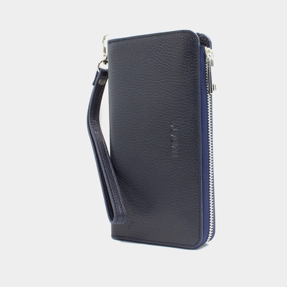 Navy Blue Leather Phone Wallet & Handbag