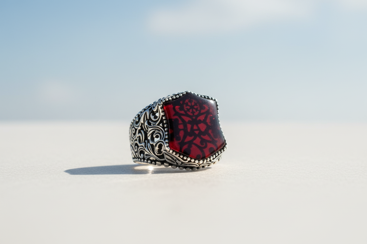 Agate Stone 925 Sterling Silver Men's Ring