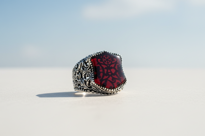 Agate Stone 925 Sterling Silver Men's Ring