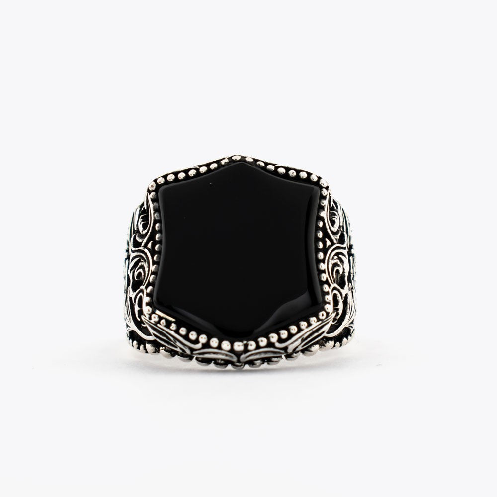 Onyx Stone 925 Sterling Silber Herren Ring