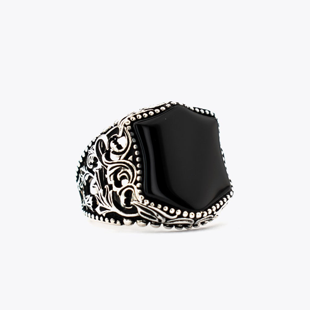 Onyx Stone 925 Sterling Silber Herren Ring