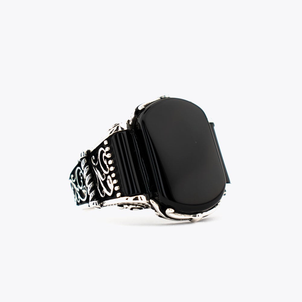 925 Sterling Silver Men Ring with Black Onyx Stone