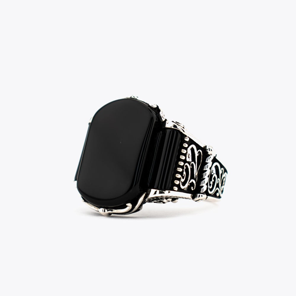 925 Sterling Silver Men Ring with Black Onyx Stone