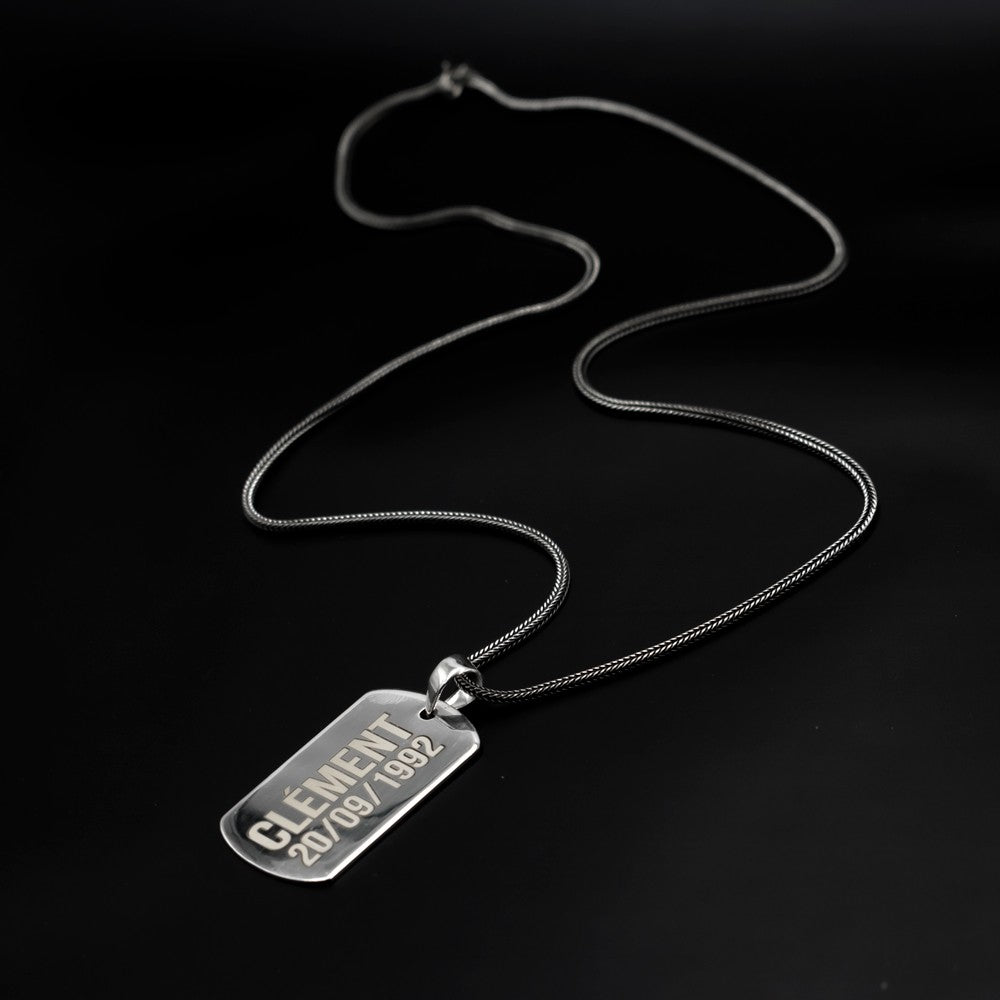 Ketten Silber Rebel At Heart Dog Tag Mit Eingraviertem Namen