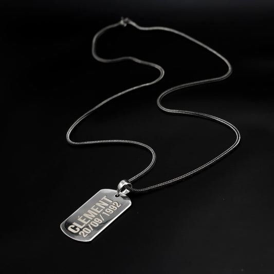 Ketten Silber Rebel At Heart Dog Tag Mit Eingraviertem Namen