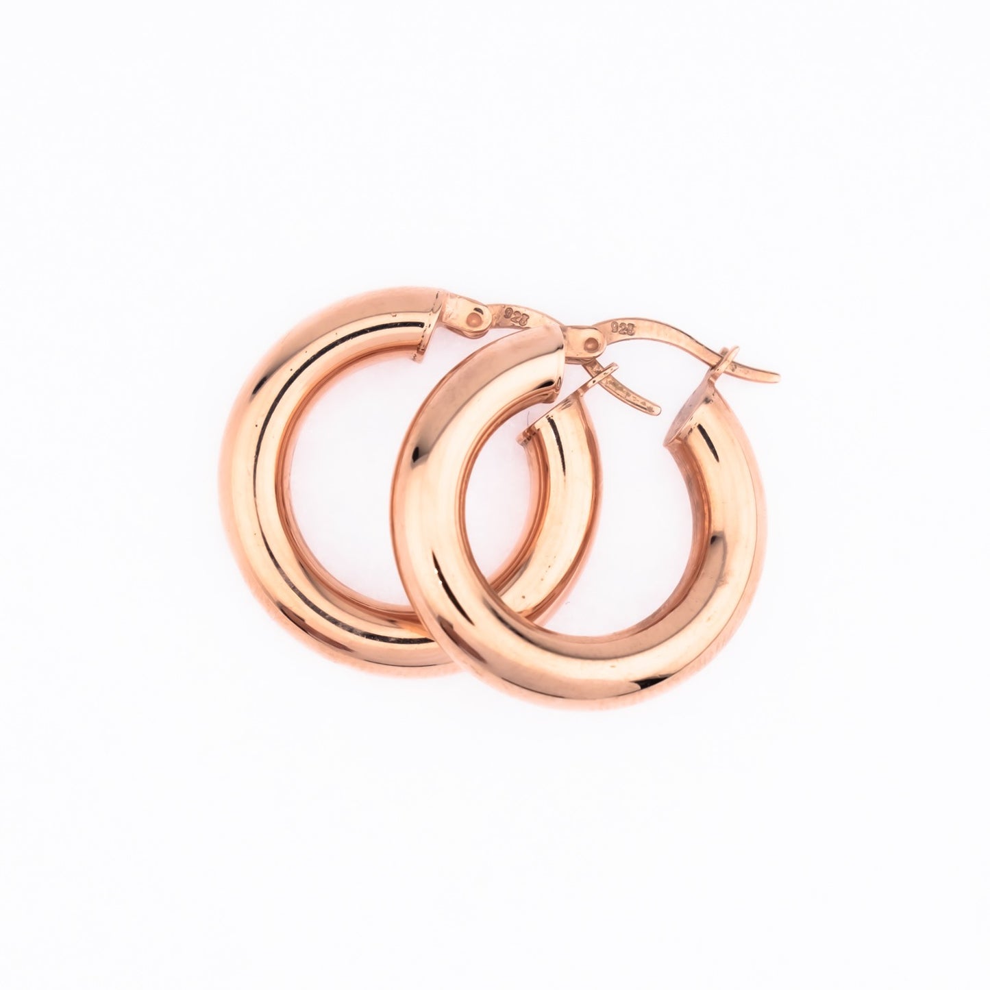 Rose Plated 925 Sterling Silver Hoop Earrings