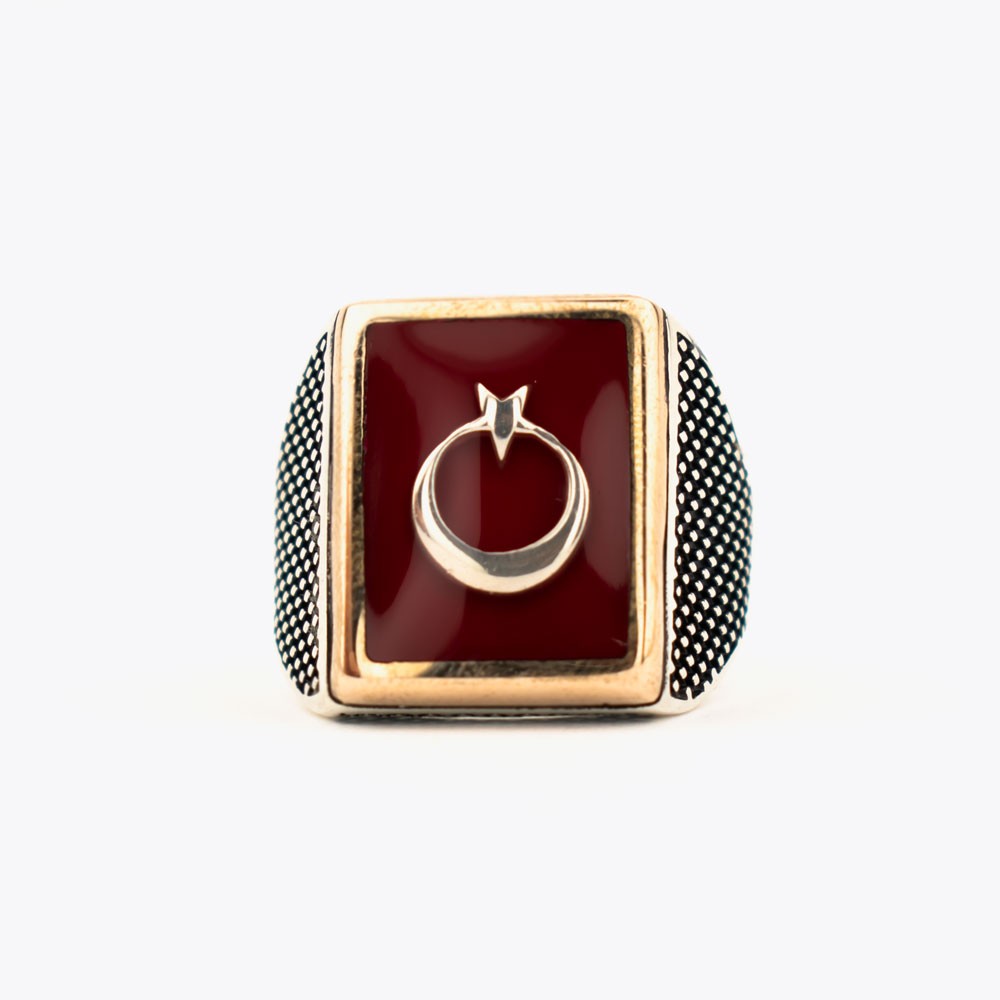 Moon Star Red Mina 925s Silver Ring