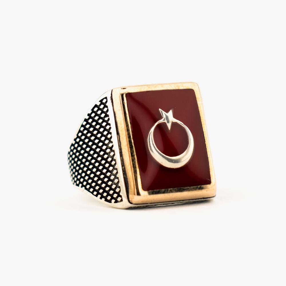 Moon Star Red Mina 925s Silver Ring