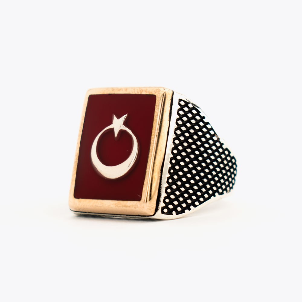 Moon Star Red Mina 925s Silver Ring