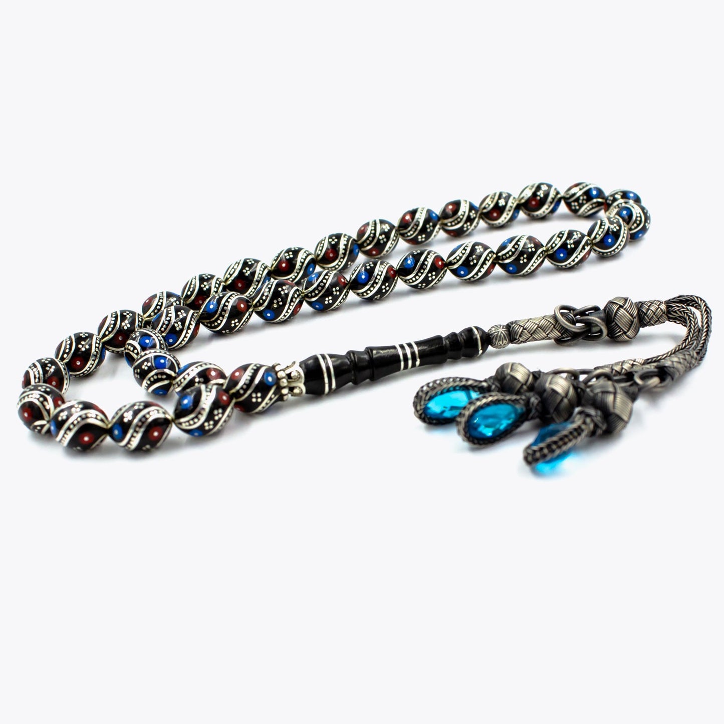 Jet Stone Tasbih Misbaha with 925s Silver Tassel