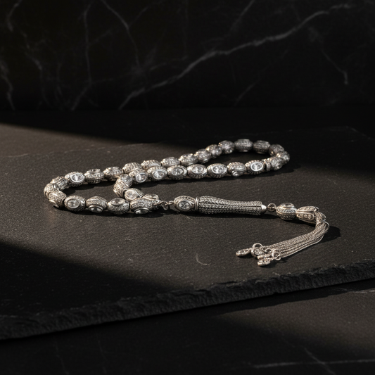 Gebetskette Tesbih Aus 925 Silber mit Zirkonia