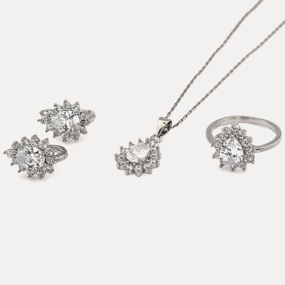 Schmuck-Set mit cz Zirkonia - 925 er Silber