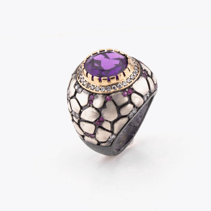 Women's Silver Ring with Zircon Big Stone