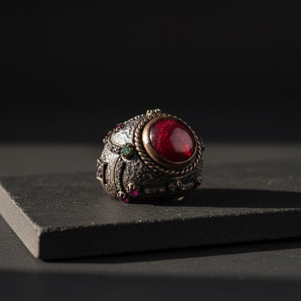 Zirkon Büyük Taşlı Bayan Gümüş Yüzük