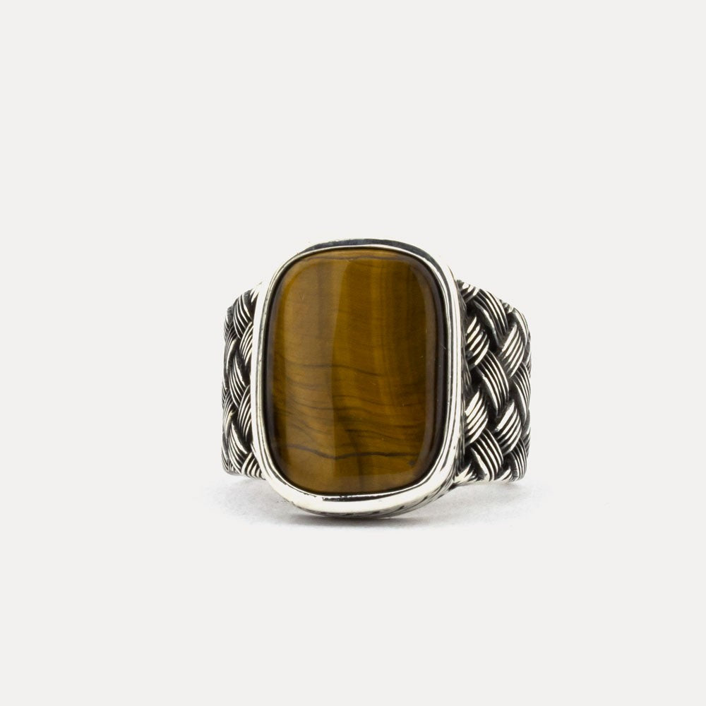 Tiger Eye Stone 925s Silver Signet Ring