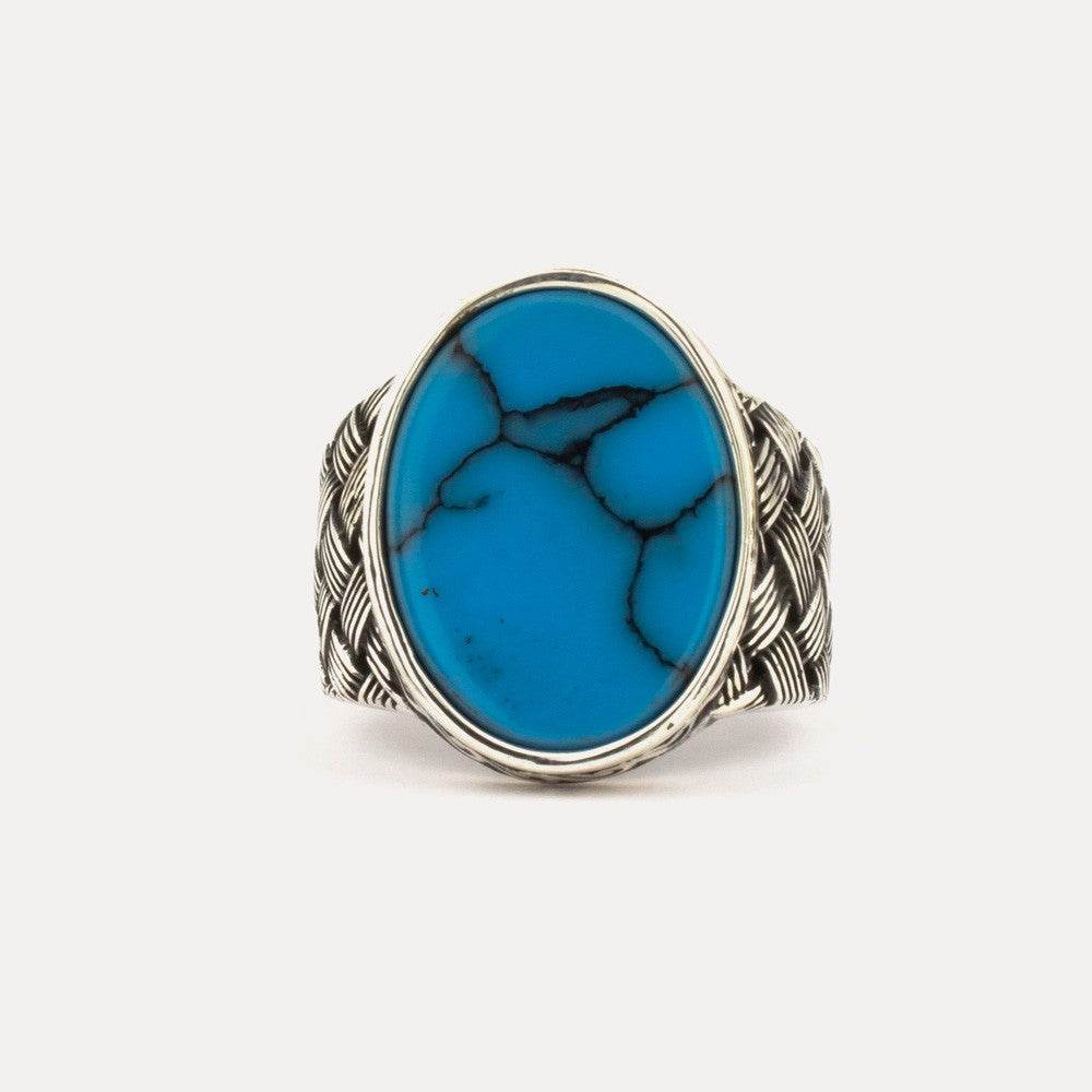 Turquoise Stone Signet Ring in 925s Silver