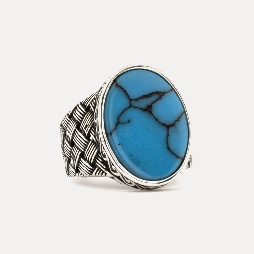 Turquoise Stone Signet Ring in 925s Silver