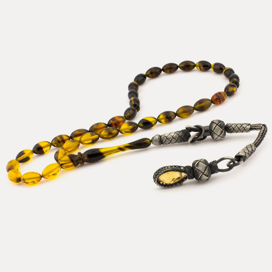 Artificial  Amber w Silver Tassel Tasbih