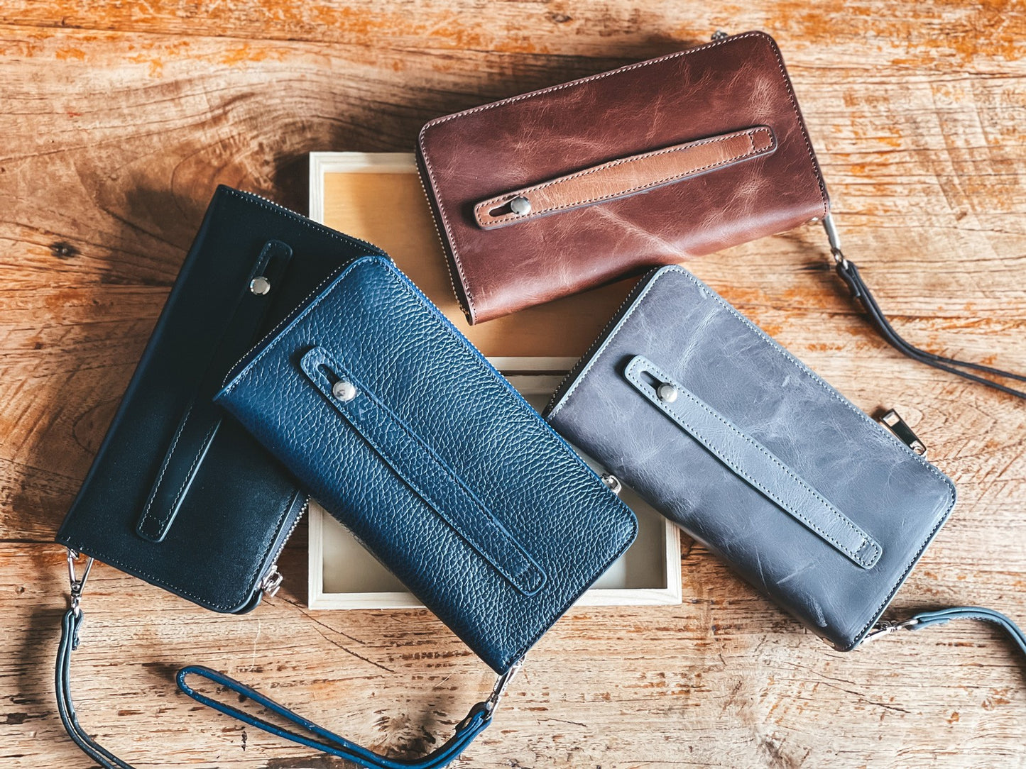 Navy Blue Leather Phone Wallet & Handbag