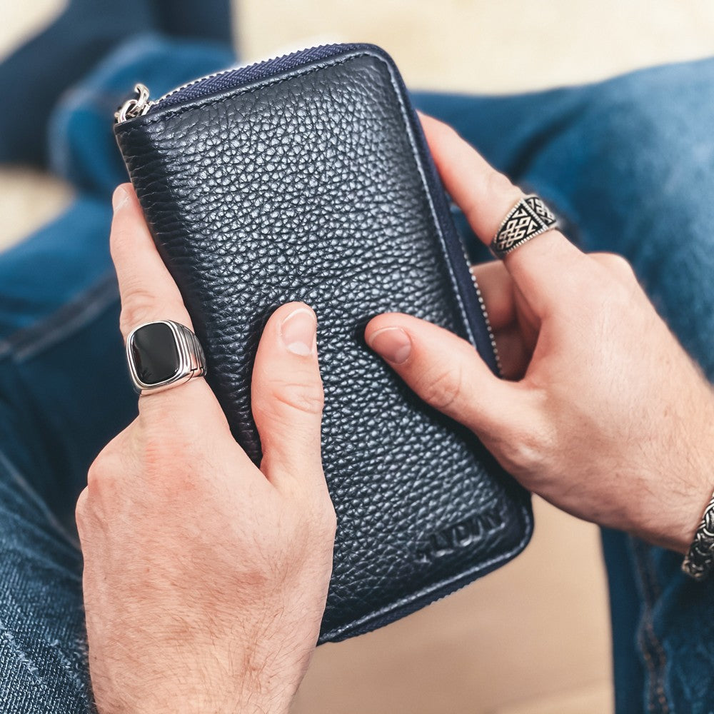 Leather Hand Wallet with Phone Entry