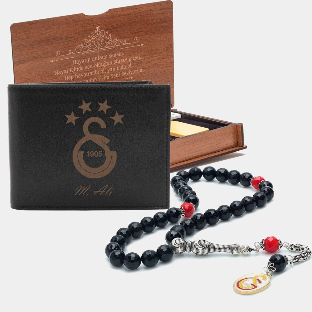 Personalized Leather Wallet & Tasbih Gift set