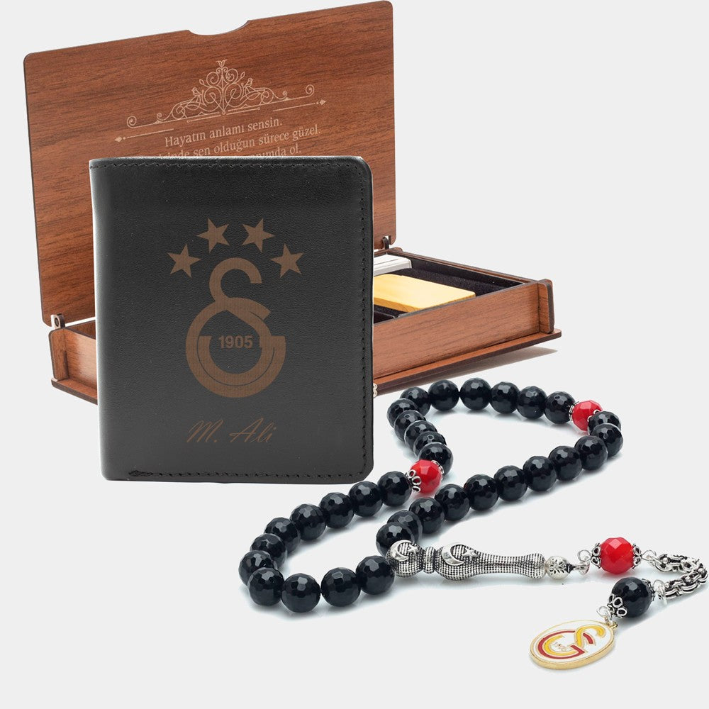 Personalized Leather Wallet & Tasbih Gift set