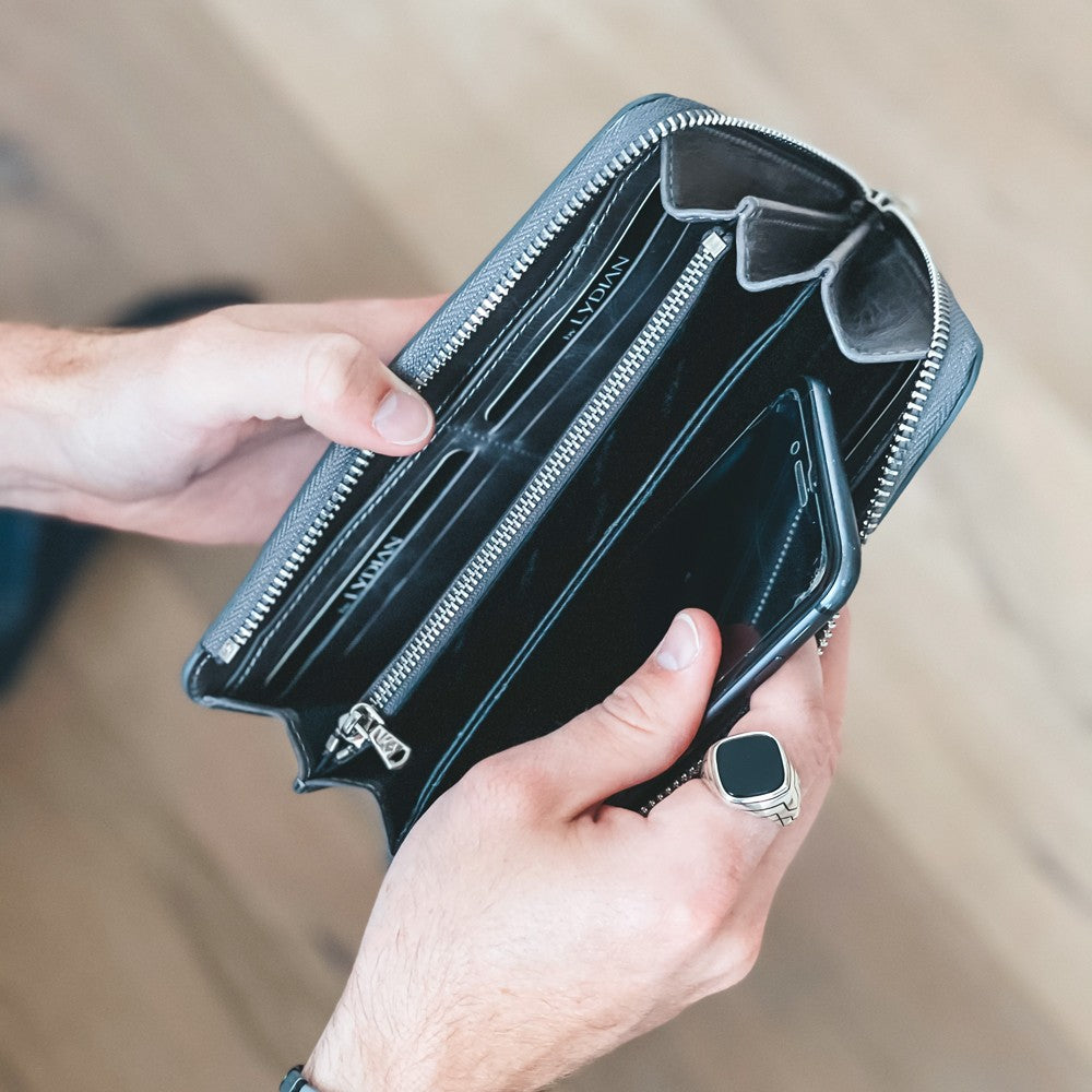 Lederhand Brieftasche mit Telefon Eintritt