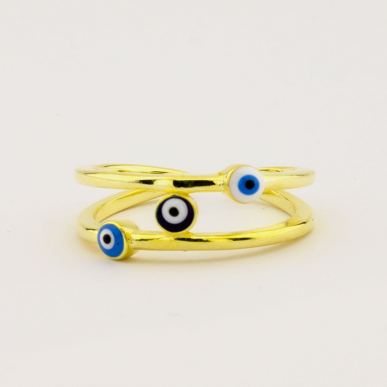 Evil Eye Beaded Ring in 925 Sterling Silver